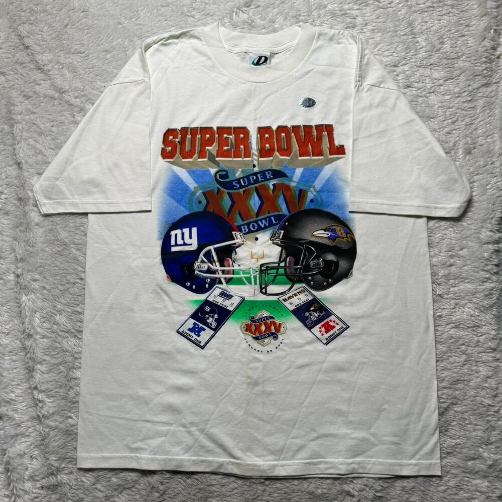 Vintage 2000s NFL Super Bowl XXXV 2001 NY Giants Baltimore Ravens T-shirt XL